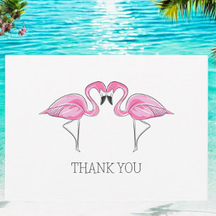 Two Pink Flamingos Together Wedding Shower Card