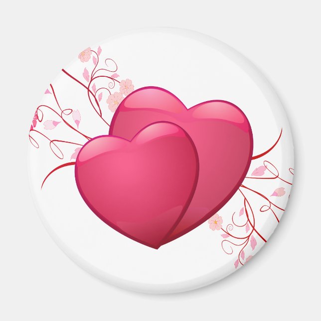 Two Pink Hearts Magnet (Front)