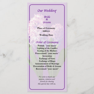 Two Pink Hyacinths Wedding Program Programme