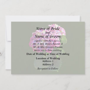Two Pink Hydrangea Wedding Supplies Invitation