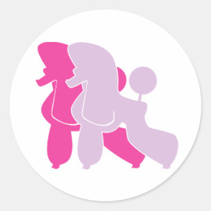 Two Pink Poodle Classic Round Sticker