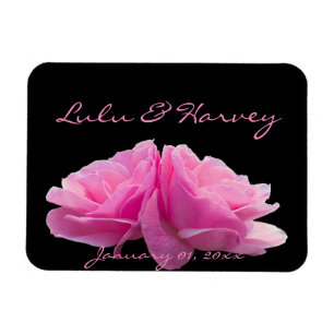 Two Pink Roses Personal Wedding Magnet