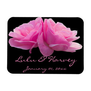 Two Pink Roses Personal Wedding Magnet