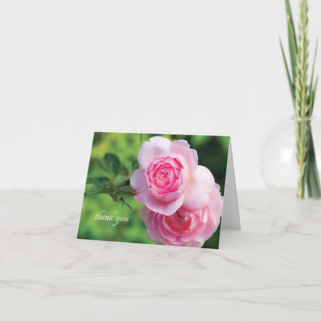 Two Pink Roses, thank you - Note Card (Front)