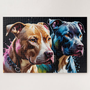 Two Pit Bulls portrait  Jigsaw Puzzle