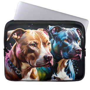 Two Pit Bulls portrait  Laptop Sleeve