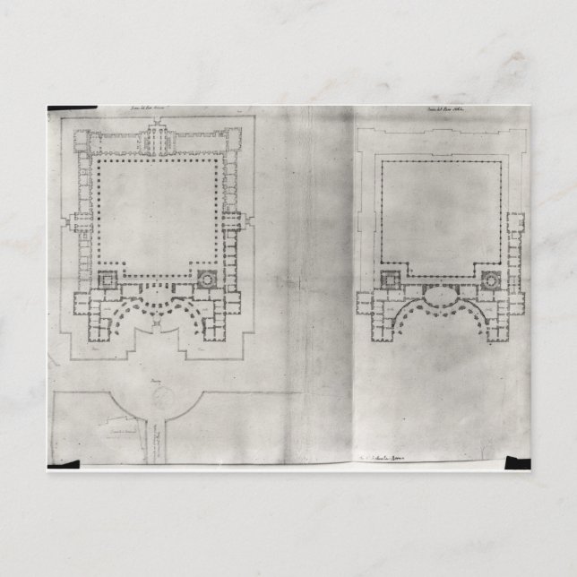 Two plans for the first project for the Louvre Postcard (Front)
