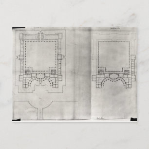 Two plans for the first project for the Louvre Postcard