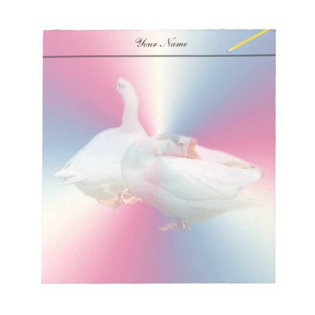 two playful happy geese in colour background notepad (Front)