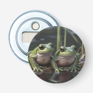 Two Plump Green Frogs At The River, Bottle Opener
