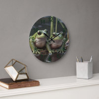 Two Plump Green Frogs At The River,