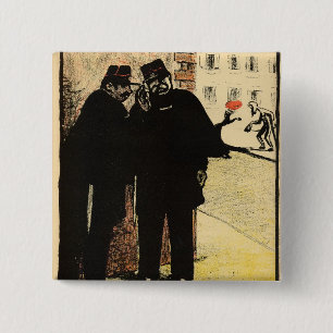 Two policemen hide from the Commissioner's wife 15 Cm Square Badge