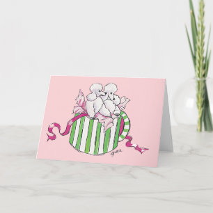 Two Poodles in a Hatbox Retro Art Print Note Card