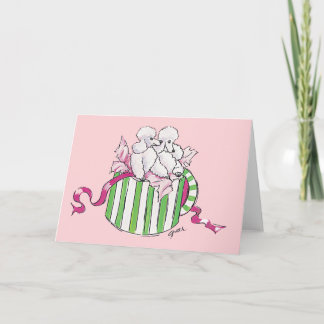 Two Poodles in a Hatbox Retro Art Print Note Card