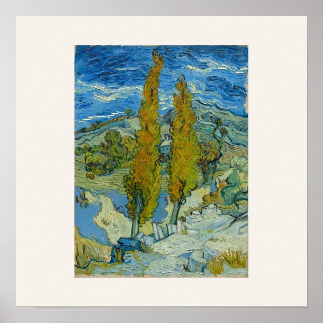 Two Poplars by Van Gogh - Square Poster (Front)