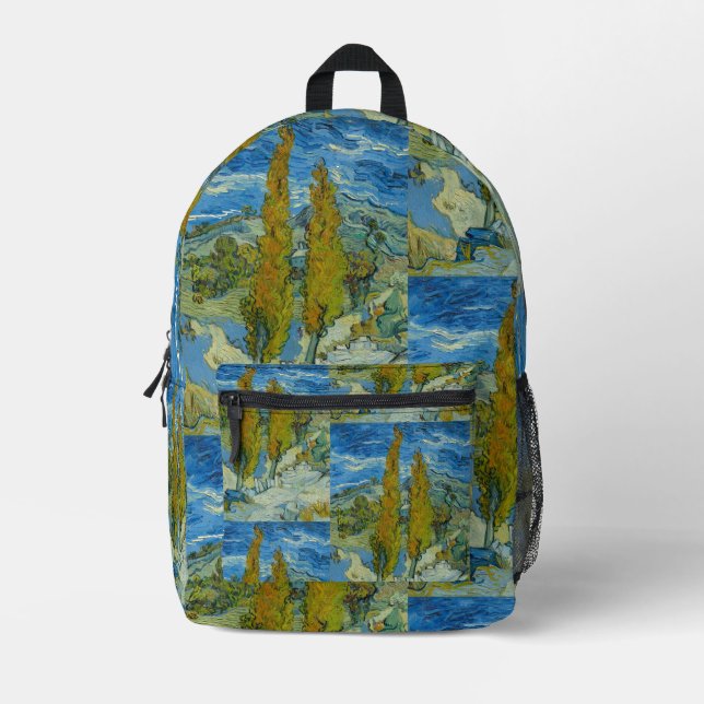Two Poplars in the Alpilles by Vincent Van Gogh Printed Backpack (Front)