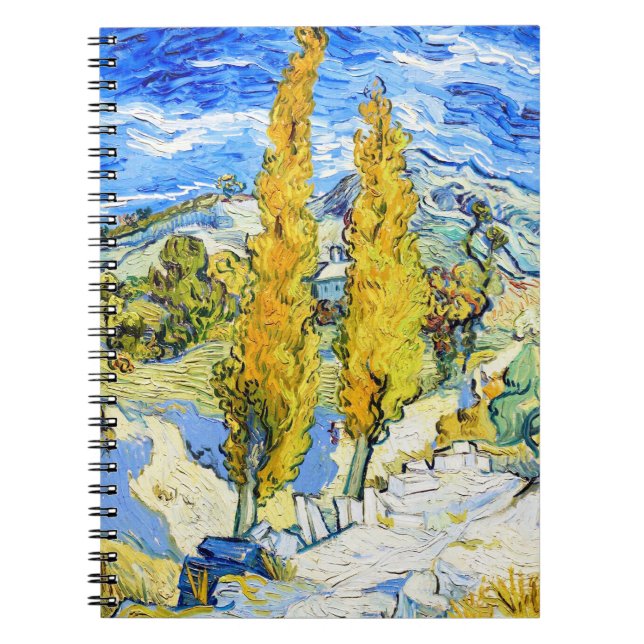 Two Poplars on a Hill Vincent van Gogh Spiral Notebook (Front)