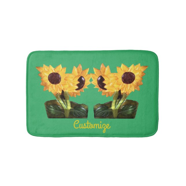 Two Potted Sunflower Plants Thunder_Cove  Bath Mat (Front)
