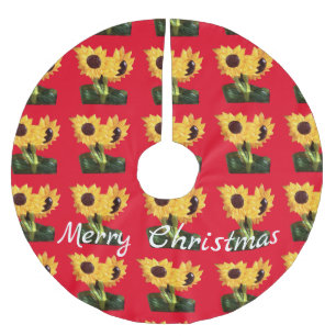 Two Potted Sunflower Plants Thunder_Cove Brushed Polyester Tree Skirt