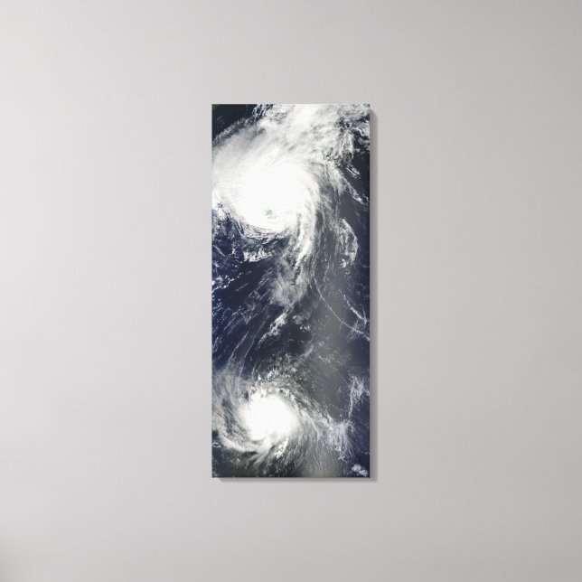Two powerful storms span the Atlantic Ocean Canvas Print (Front)