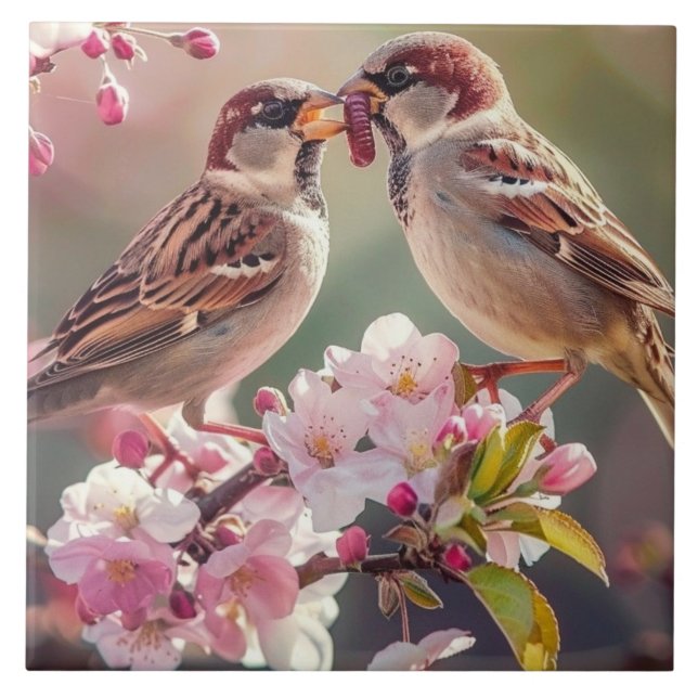 Two Pretty Birds Tile (Front)