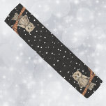 Two Pretty Owls Wearing Necklaces Stars on Black Scarf<br><div class="desc">This chiffon scarf is black covered with white stars and a pretty light brown owl wearing a blue necklace sitting on a tree branch at each end.</div>