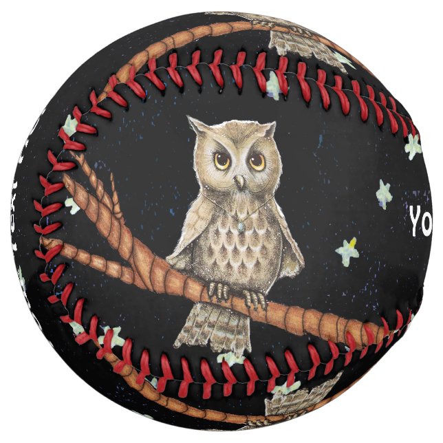 Two Pretty Tan Owls on Tree Branches Necklaces Softball (Front Left)