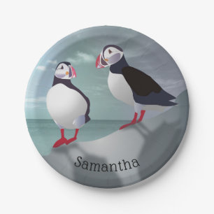 Two Puffins Design Paper Plate