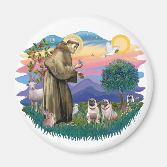 Two Pugs (fawn) Magnet (Front)