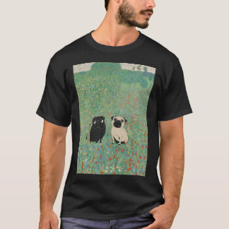 Two Pugs in Klimtâ€™s Meadow T-Shirt
