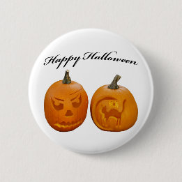 Two Pumpkins Happy Halloween 6 Cm Round Badge