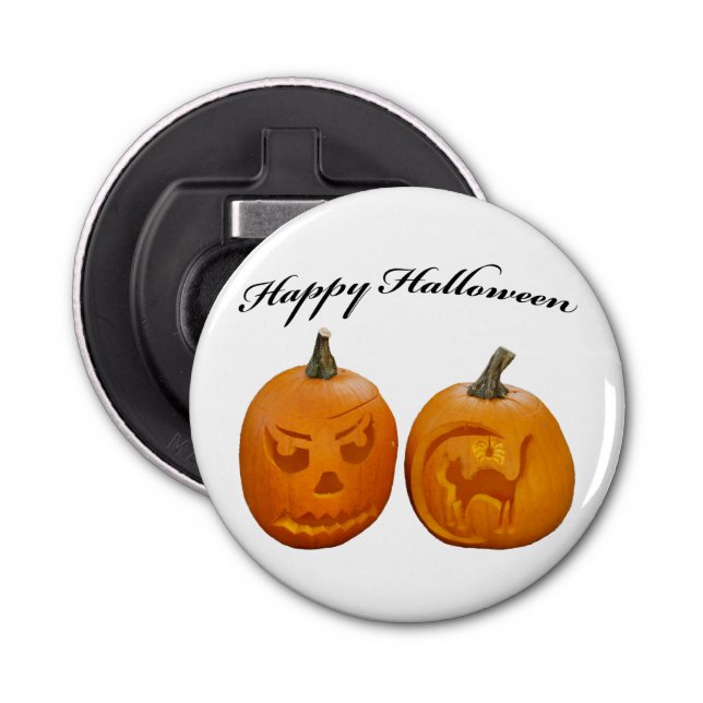 Two Pumpkins Happy Halloween Bottle Opener (Front)