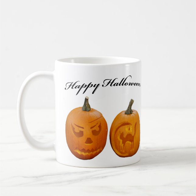 Two Pumpkins Happy Halloween Coffee Mug (Left)
