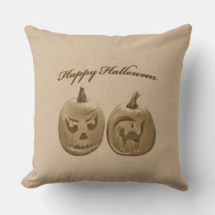 Two Pumpkins Happy Halloween Cushion