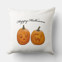 Two Pumpkins Happy Halloween Cushion