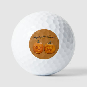 Two Pumpkins Happy Halloween Golf Balls