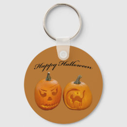 Two Pumpkins Happy Halloween Key Ring