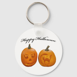 Two Pumpkins Happy Halloween Key Ring