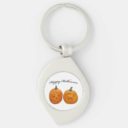 Two Pumpkins Happy Halloween Key Ring
