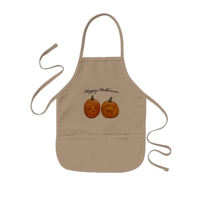 Two Pumpkins Happy Halloween Kids Apron (Front)