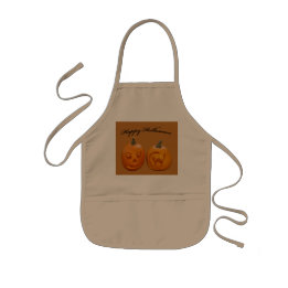 Two Pumpkins Happy Halloween Kids Apron