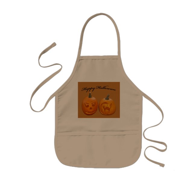 Two Pumpkins Happy Halloween Kids Apron (Front)