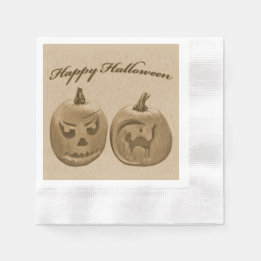 Two Pumpkins Happy Halloween Napkin