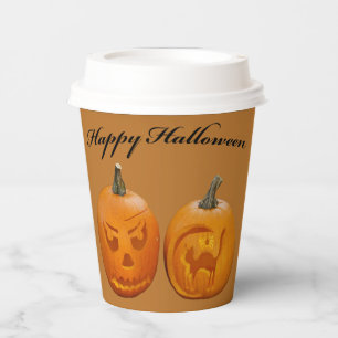 Two Pumpkins Happy Halloween Paper Cups