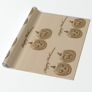 Two Pumpkins Happy Halloween Wrapping Paper