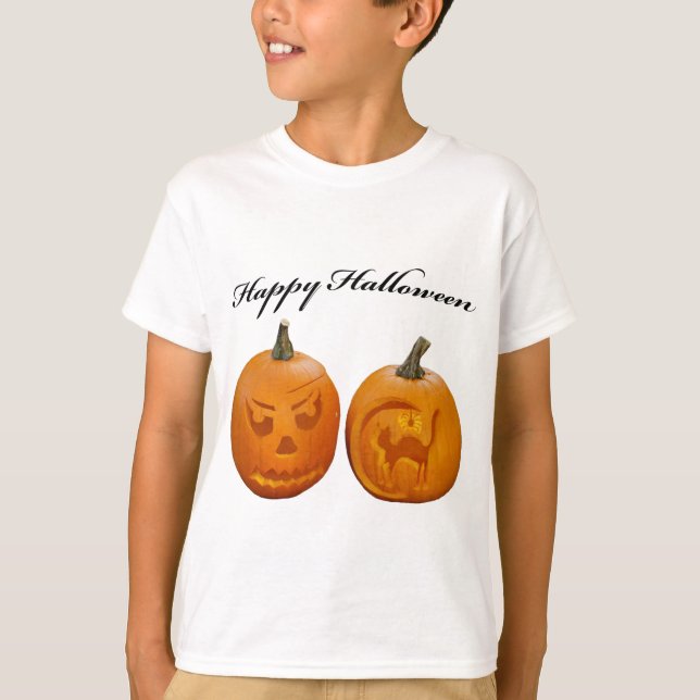 Two Pumpkins Happy Hallween T-Shirt (Front)