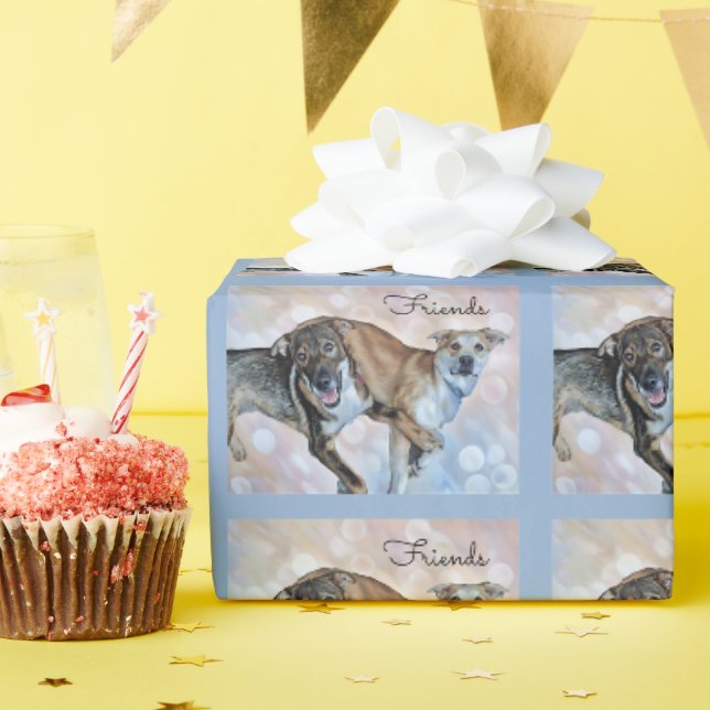 Two Puppy Friends Wrapping Paper (Birthday Party)