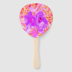 Two Purple and Hot Pink Plum Crazy Hibiscus Hand Fan