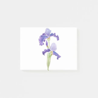 two purple irises ink and watercolor post-it notes