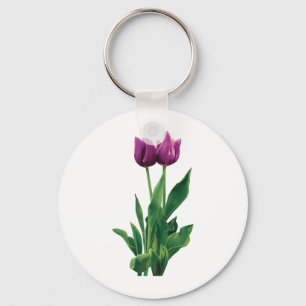 Two Purple Tulips Key Ring